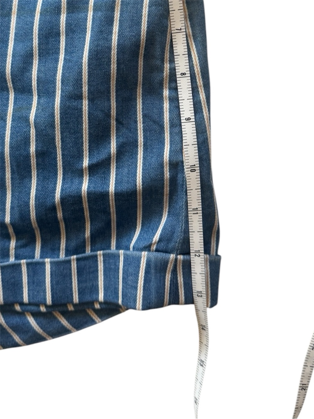 AE Red , White & Blue Stripe Soft Cotton Denim Shorts-  10 - Picture 3 of 7
